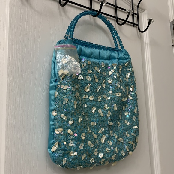 Blue Sequin Night Out Bag - Picture 14 of 15